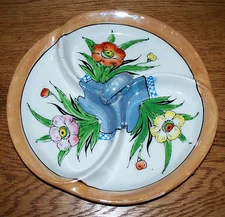 VINTAGE LUSTERWARE PORCELAIN HANDLED TIDBIT/CANDY DISH  MADE IN JAPAN 7 1/4"