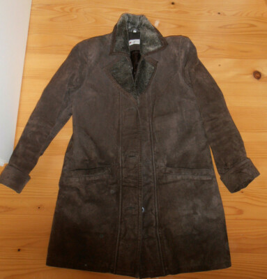 Leather Coat Overcoat Fabiani Size 36