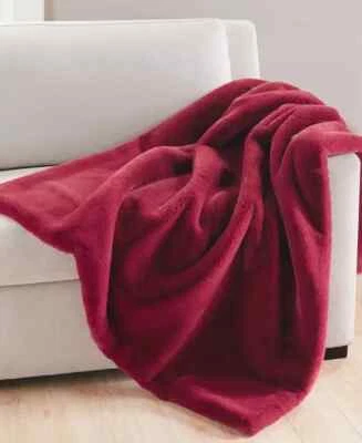 Charter Club Plush Faux Fur Throw Blanket 50" x 60" Red MSRP $120.00