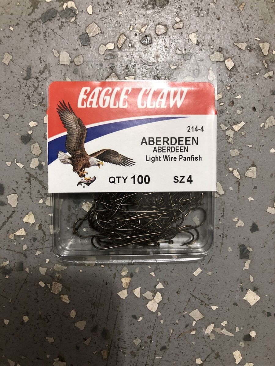 Eagle Claw Size 4 Aberdeen Fishing Hooks. 100 Pack. Pan Fish