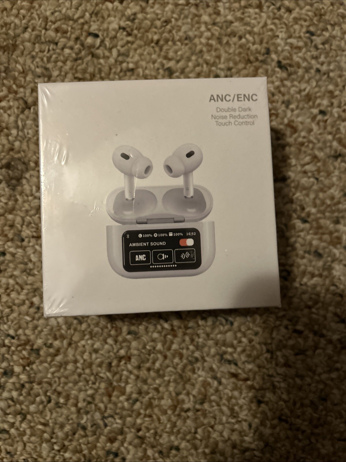 Wireless Earbuds with ANC ENC Digital Display Charging Case Touch Control in White-image