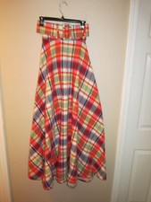 Vintage Plaid Womens Skirt Size 9-10 Ladies made in California 40" length
