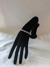 Beaded Stretch Bracelet with Rhinestone Spacers, Grayish Purple