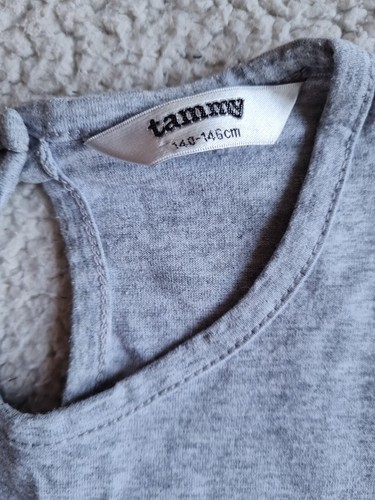 Tammy Girl Grey T Shirt Girl With Check Sleeves H140-146cm Excellent Condition - Picture 6 of 15