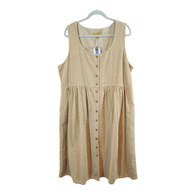 NWT April Cornell Academia Corduroy Pinafore Dress in Sunwashed Wheat Women's XL