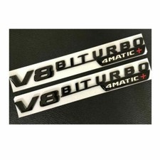 Gloss Black V8 Biturbo 4matic Fender Emblems Badges For Mercedes Benz Amg