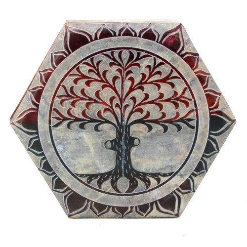 Soapstone Jewellery Box Trinket Hand Carved Keepsake Storage Organiser Box Gift - Picture 18 of 32