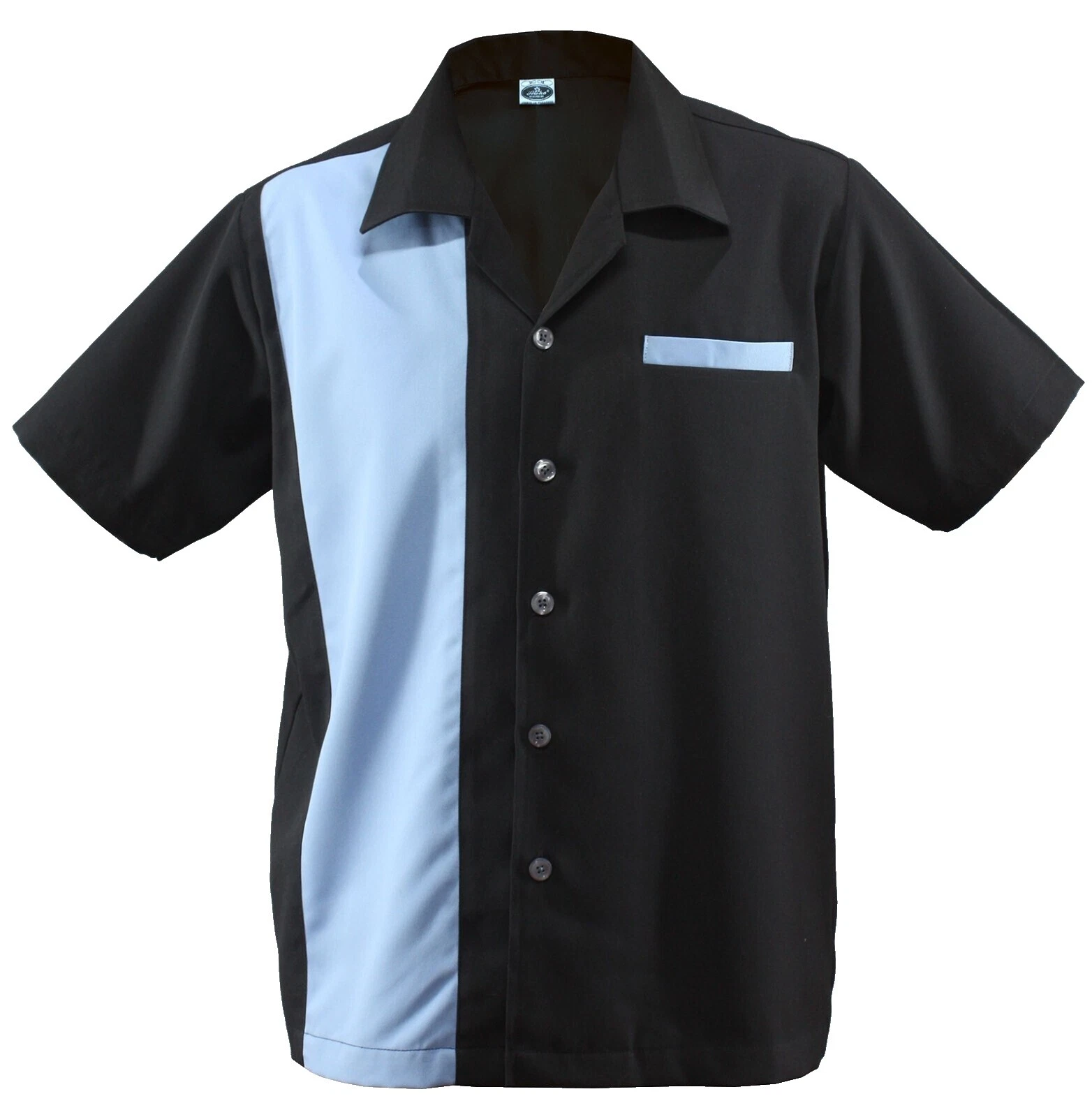 Short Sleeve Black 1950s Vintage Casual Shirts for Men