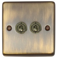 G&H Brassware Antique Brass Toggle Dolly Light Switch 1 or 2 Way 1 2 3 4 Gang