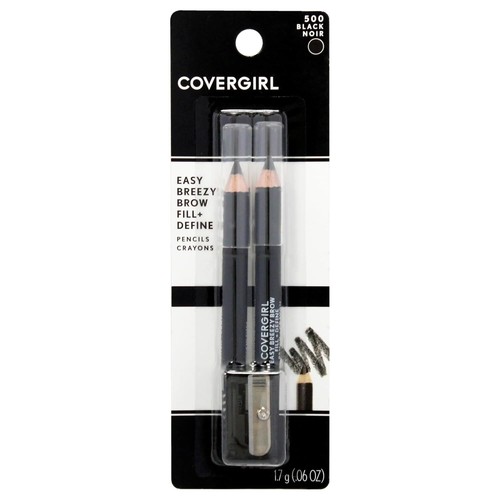 10 Covergirl Easy Breezy Brow Fill + Define Eye Pencils & Sharpener #500 Black - Picture 2 of 3