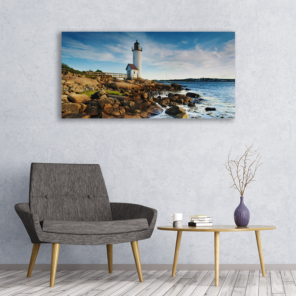 Impression sur verre acrylique paysage marin phare 120x60 pour chambre