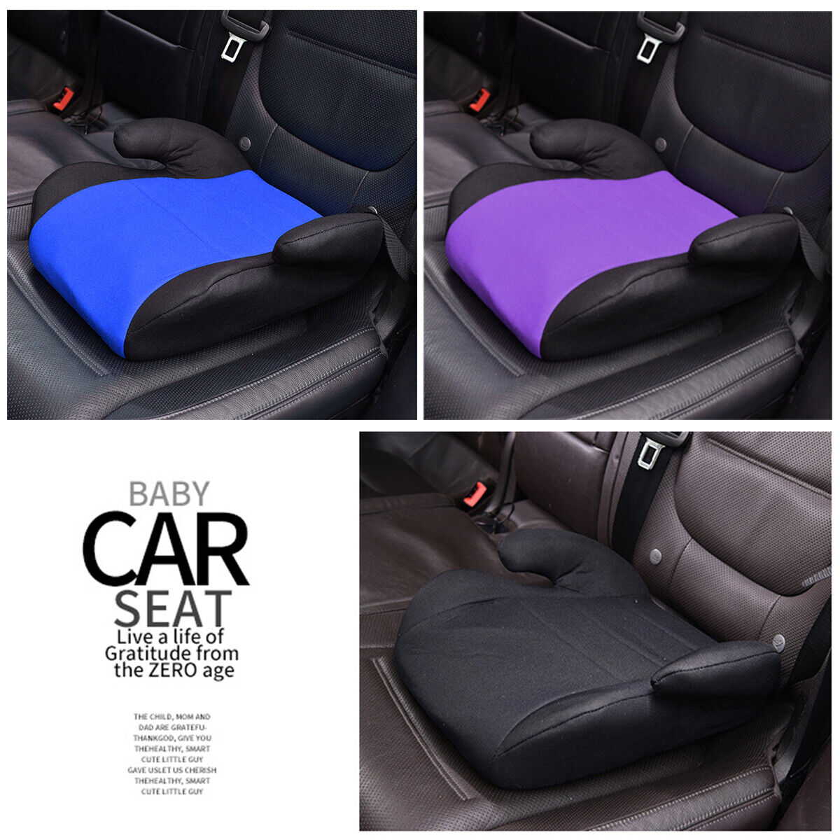 3-12 Years Children Kids Car Booster Seat Safety Chair Cushion Pad Sturdy  Black