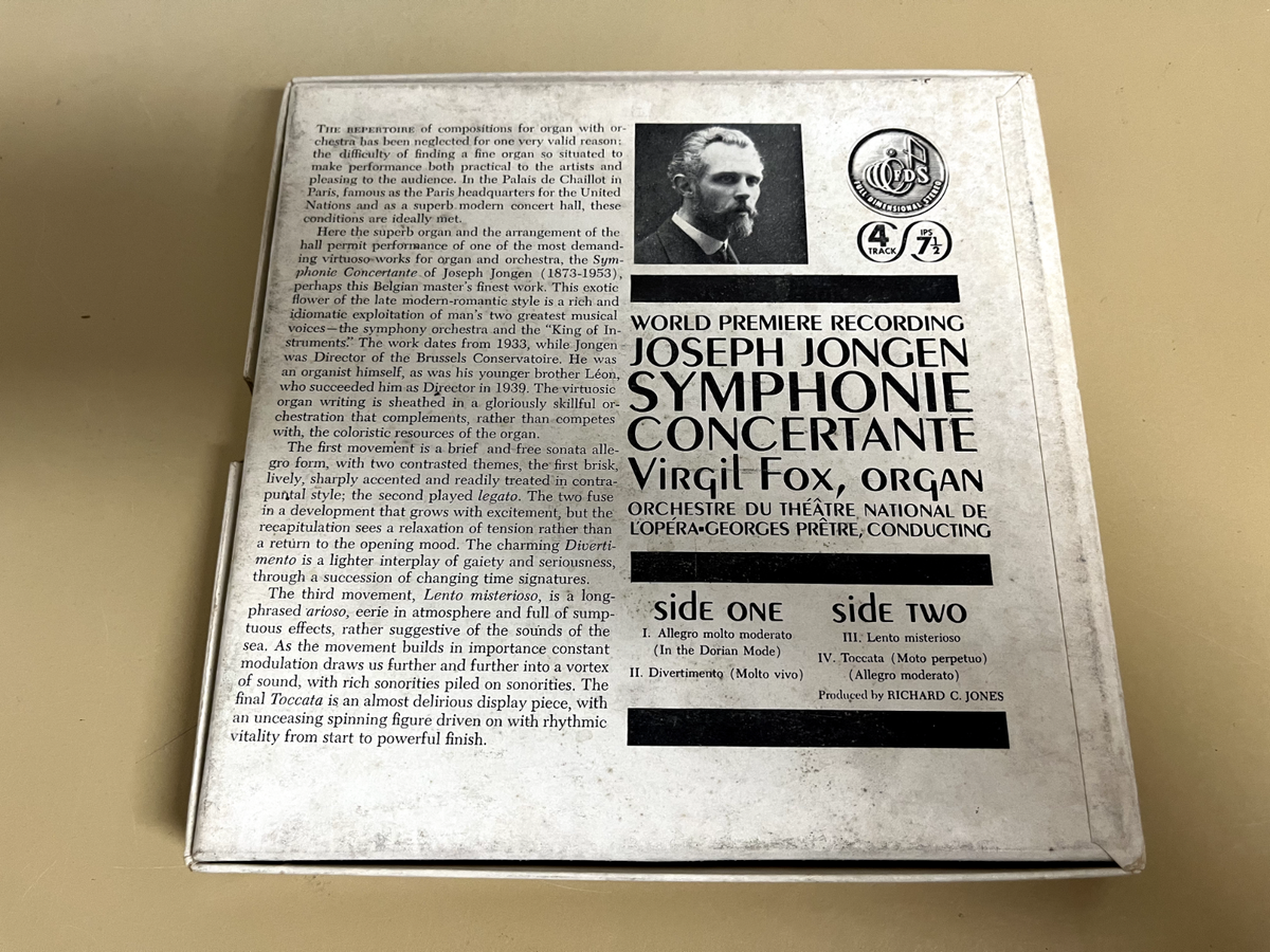 Joseph Jongen - Symphonie Concertante, Virgil Fox, Reel to Reel
