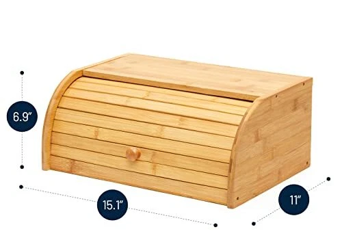 Natural Bamboo Roll Top Bread Box