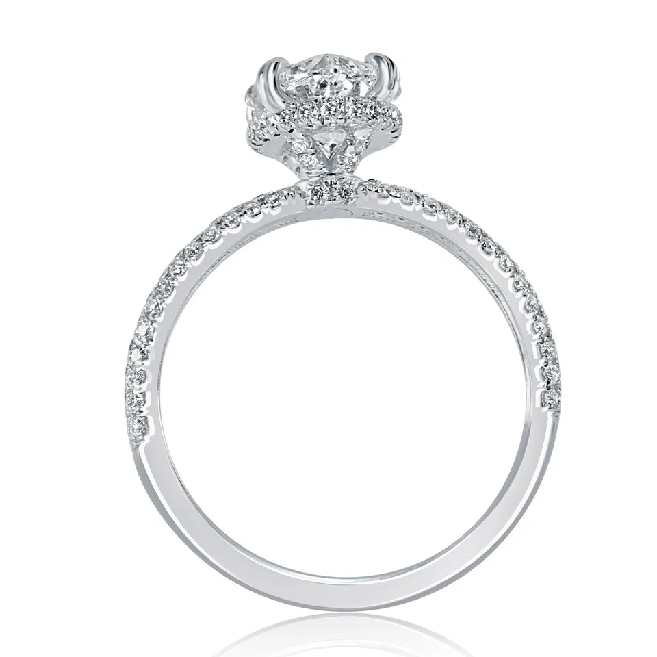 Сертифицированное ГИА овальное помолвочное кольцо с одним бриллиантом 2,63 TCW белое золото 18 карат - Изображение 4 из 4