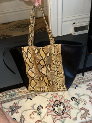 Rare Celine Snake And Leather Cabas Phantom 