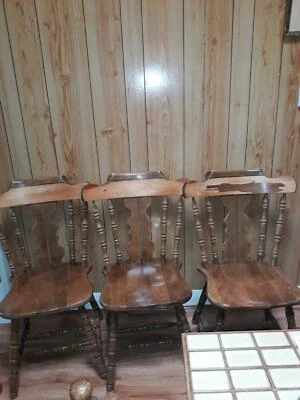 3 Solid Wood Large Chairs Heavy High Back Antiques Gumtree