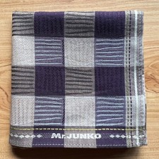 HANDKERCHIEF VINTAGE JAPAN MEN'S ART CHECKS PLAIN POCKET SQUARE COTTON 18" B0118