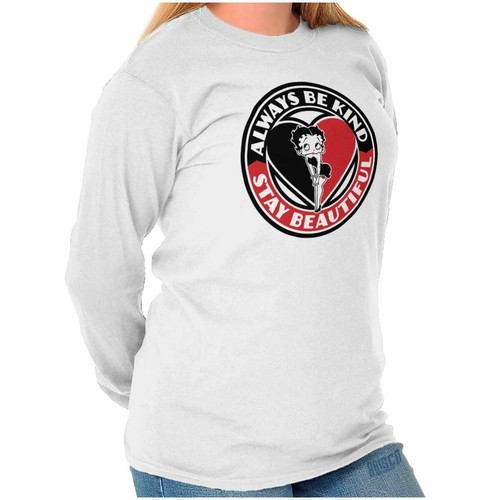 Betty Boop Always Be Kind Stay Beautiful Long Sleeve T Shirt Tees For Women - Picture 10 of 11