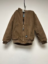 BERNE YOUTH BOY'S INSULATED OUTDOOR BROWN HOOD ZIP FRONT COAT SMALL 7/8