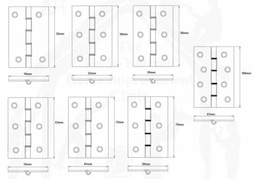 2 bisagras de latón sólido de alta resistencia de 25,38,50,63,75 y 100 mm DSW tornillos incluyen - Imagen 2 de 9