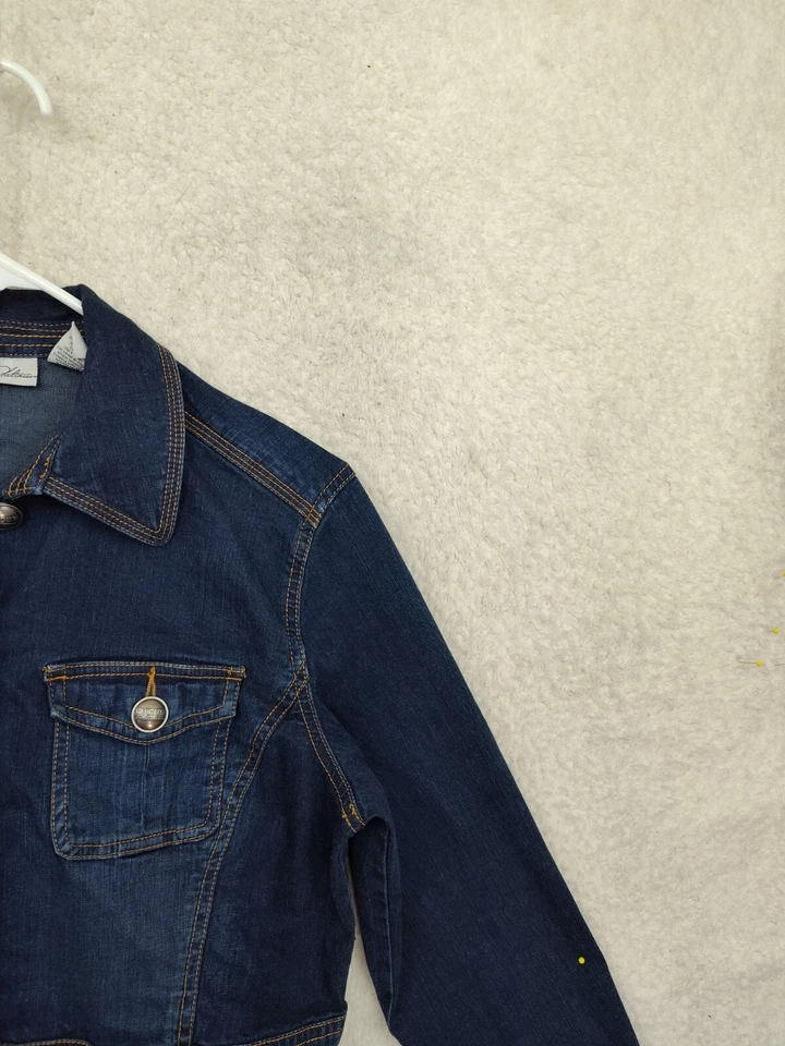 Chaqueta de mujer Chicos Platinum 1 azul mezcla de algodón con botones calce regular denim Foto 3 de 4