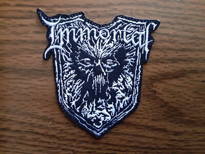 IMMORTAL ,IRON ON WHITE EMBROIDERED PATCH