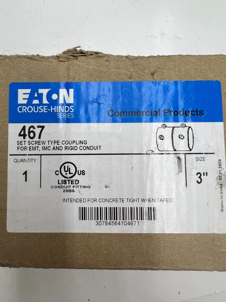 Set 4 Connettori Per Scatola Viti Eaton Crouse Hinds 457 &ndash; EMT IMC Condotto Rigido 3/4"