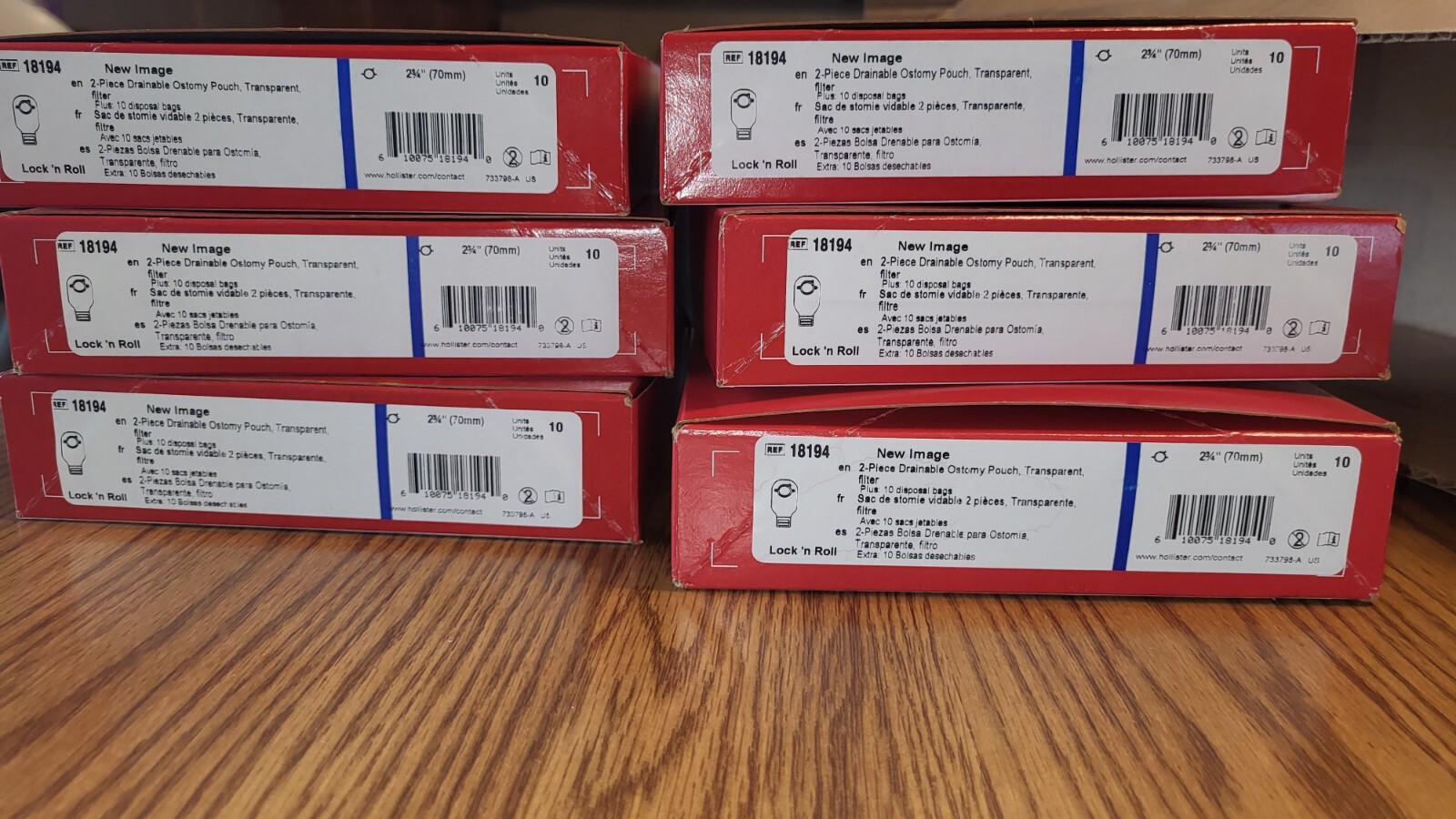 Lot of 6 boxes of Hollister 18194 New Image Drainable Ostomy Pouch.Ea
