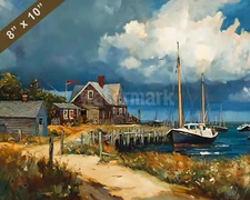 Nantucket with whaling history oil painting 8x10 Print