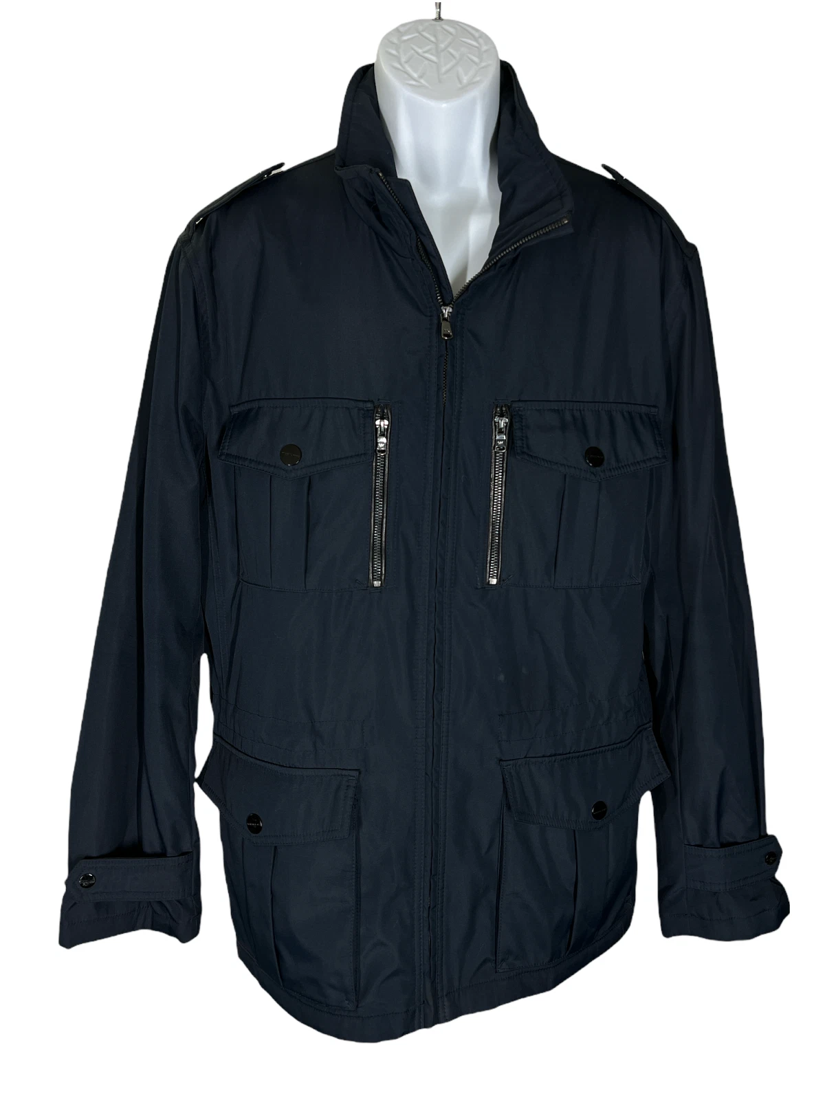 Michael Michael Kors blu navy full zip parka giacca con cappuccio uomo taglia large
