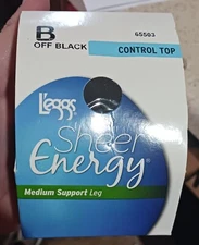 Sheer Energy Pantyhose Control Top Off Black  SIze B