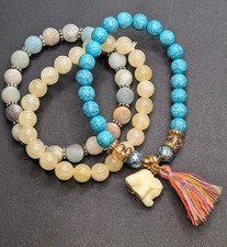 Women's Elephant Charm Mixed Beaded Stretch Bracelet 16cm 6" S Wrist Set