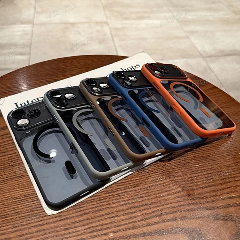 Estuche Magsafe Magnético Transparente de Lujo Lente de Metal Parachoques para iPhone 17-11 Pro Max Foto 2 de 4