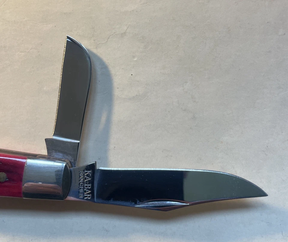 Cuchillo grande de ganadero Ka-Bar Rancher WRA90 C.1990 hueso rosa Foto 2 de 4