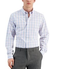 Club Room NWT Men's Slim Fit 4-Way Stretch Dress Shirt Size S Pink White Blue