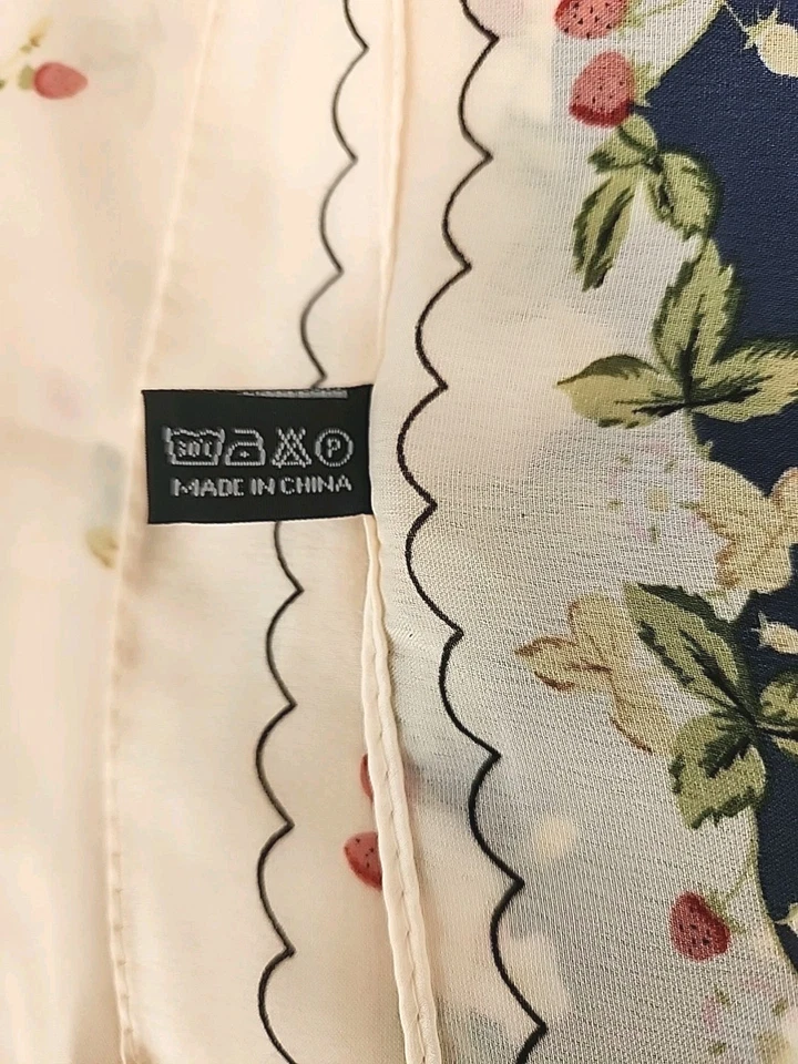 Bufanda estilo madera de cuña seda azul y melocotón fresa y floral 68"x72" regalo boho Foto 3 de 4