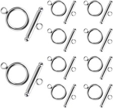 10 Sets Toggle Clasps for Jewelry Making Round Iq  Silver