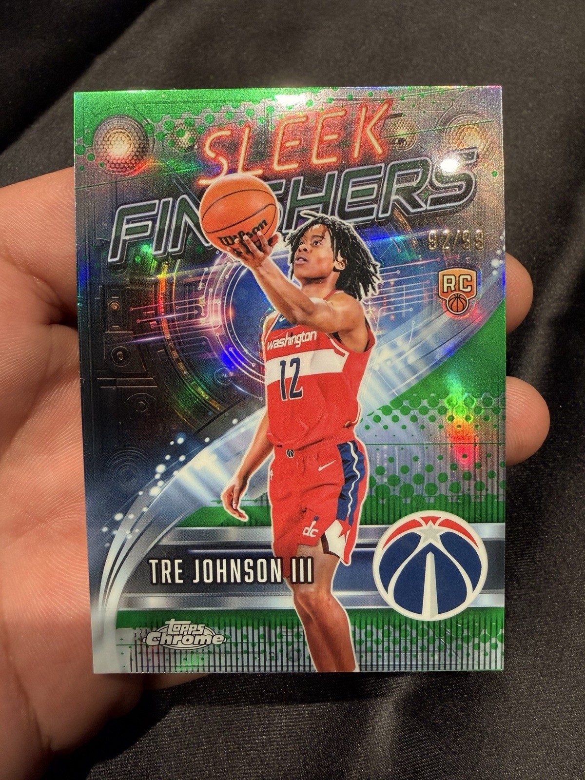 2025-26 Topps Chrome Tre Johnson III Rookie RC Sleek Finishers Green /99 #SF-26