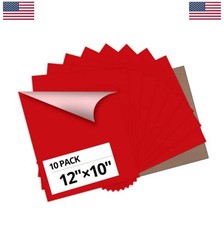 Heat Transfer Vinyl Red 10 Pack 12x10 Inch PU Iron On HTV Sheets T Shirt