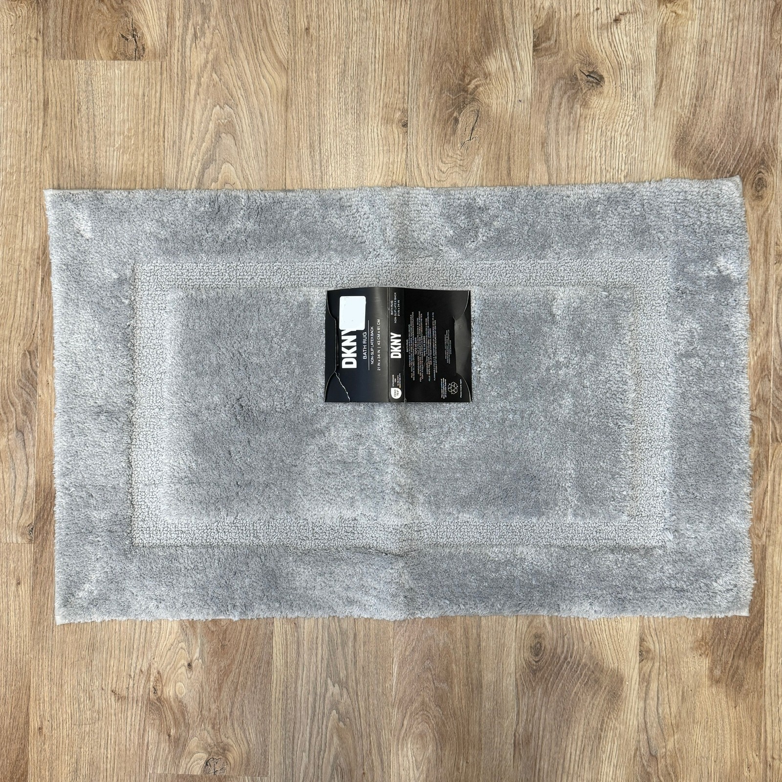 DKNY 21 x 34 Gray Non Slip Latex Back Bath Rug Mat Grey Charcoal
