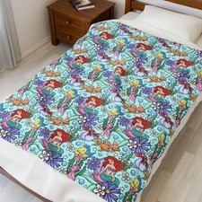 Enchanting The Little Mermaid Ariel Princess And Friends Fleece Blanket