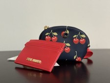 NWT Steve Madden Cherry Pouch and Card Holder Wristlet - Barisau - Navy Multi