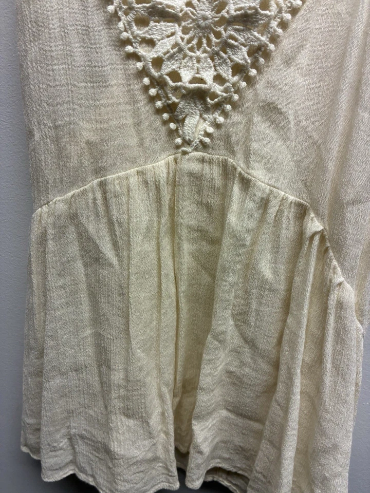 Camisa M American Eagle Outfitters Top Mujer Boho Cottage Crochet Crema Verano Foto 3 de 4