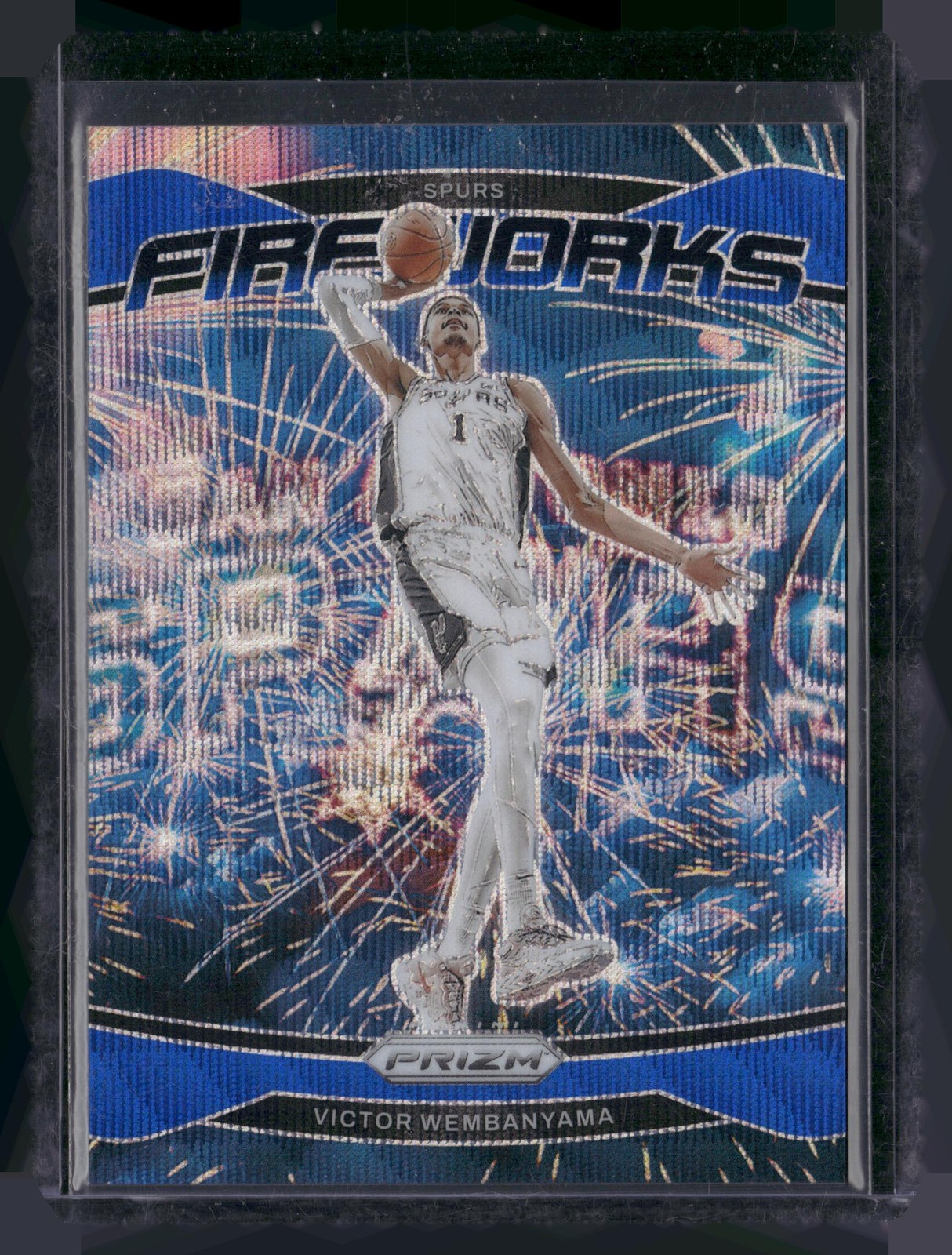 2024-25 Panini Prizm Fireworks Prizms Blue Wave #2 Victor Wembanyama /175