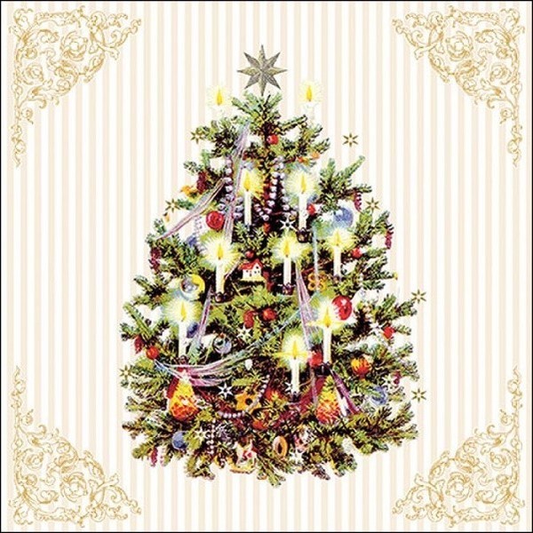 20 Servietten Weihnachtsbaum Creme Tischdeko Tannenbaum Weihnachtsdeko Xmas-image