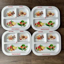 Set of 4 Super Healthy Kids Melamine Divided Plates 9"