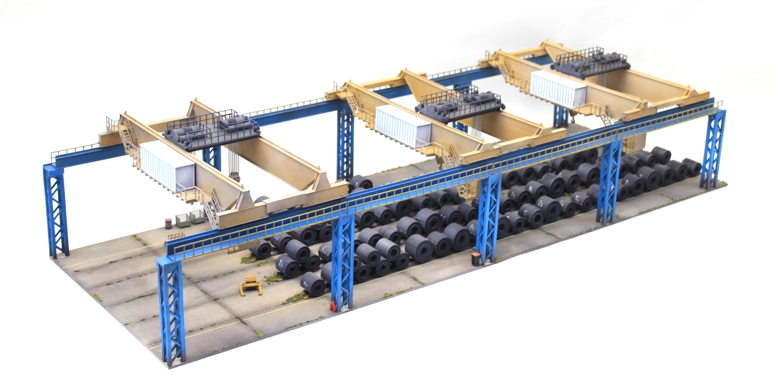 Steelworks Diorama with 3 Slab Cranes Coils OO Gauge Model Railway Scene Layout
