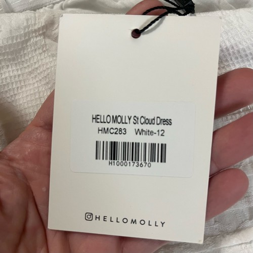 NWT HELLO MOLLY Women St. Ruffle Mini Dress Puff Sleeve Cloud White Size Large - Picture 6 of 8