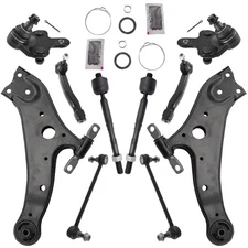 10 Piece Steering & Suspension Kit Control Arms Ball Joints Tie Rods End Links